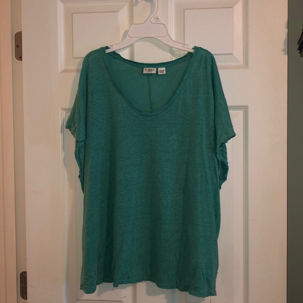 Cato light green linen top 22/24W